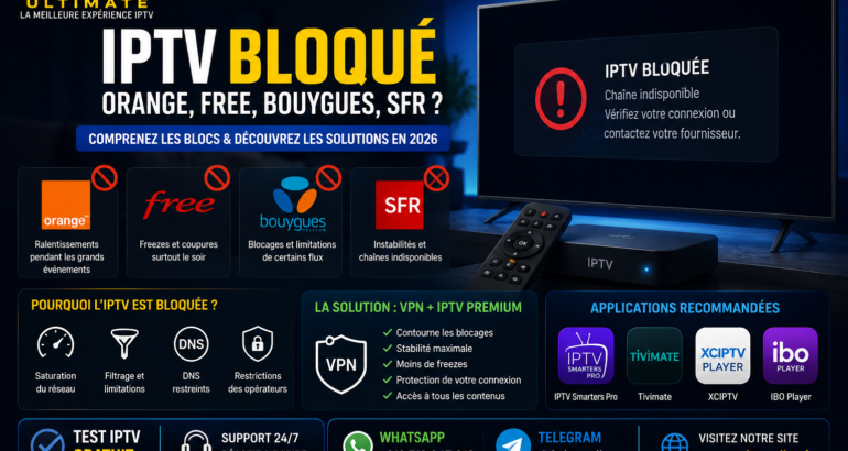Problèmes IPTV bloqué avec Orange Free Bouygues ou SFR en France avec solutions VPN et IPTV premium anti freeze