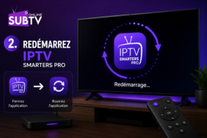 Redémarrage de lapplication IPTV Smarters Pro sur Smart TV pour corriger les erreurs de connexion et les problèmes de lecture